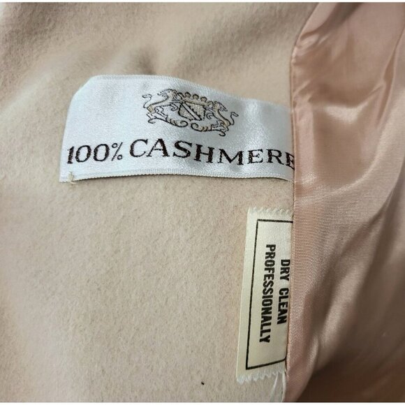Vintage 100% Cashmere Car Coat Long Oatmeal Beige Minimalist Overcoat - Picture 11 of 12